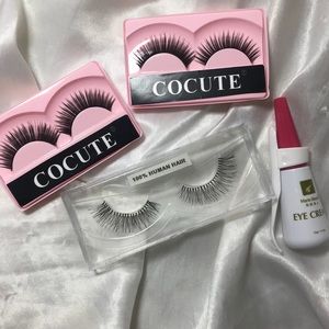 3 Human Hair Lashes with Glue